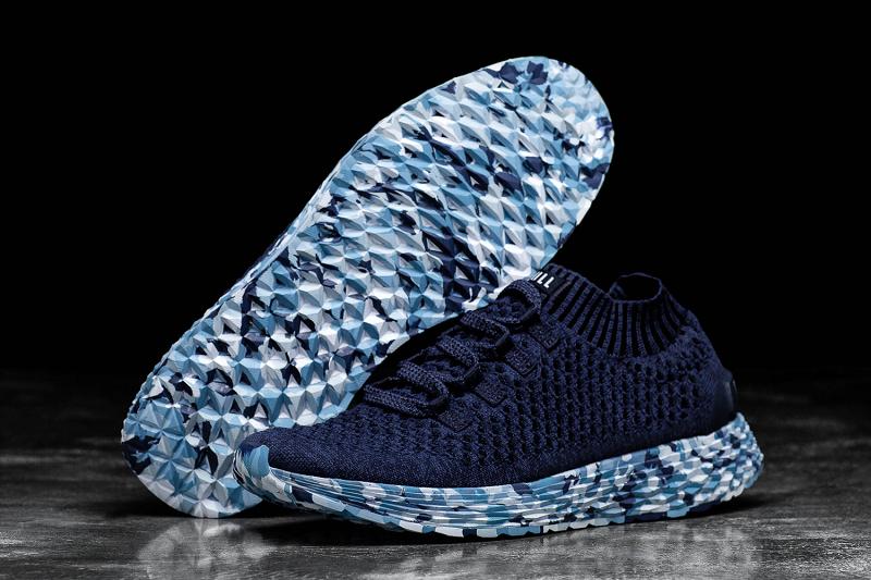 Men's Nobull Midnight Wild Ocean Knit Running Shoes Navy | SG R2048V